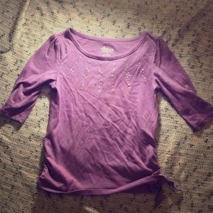 Purple 3 quarter sleeve t shirt for kids